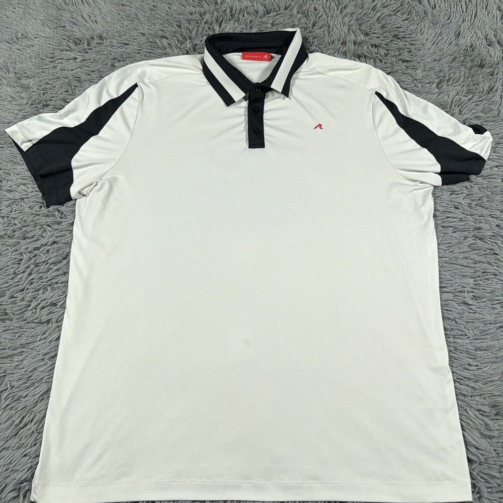 Redvanly Shirt Extra Large White Black Polo Golf Performance Stretch Logo Mens
